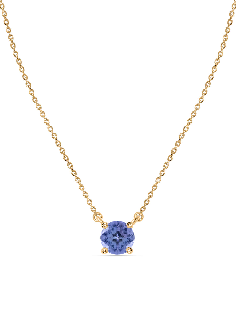 Natural Tanzanite Solitaire Gold Necklace