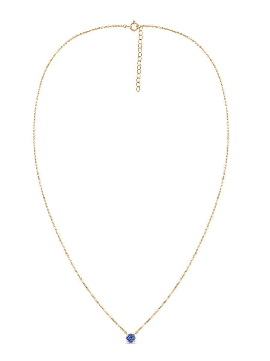 Natural Tanzanite Solitaire Gold Necklace