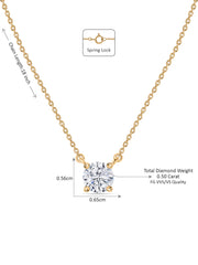 Lab Grown 0.50 Carat Solitaire Diamond Pendant With Chain