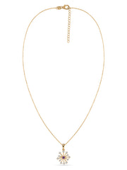 Snowflake Natural Amethyst Round Gold Pendant With Chain