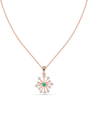Snowflake Zambian Emerald Round Gold Pendant With Chain