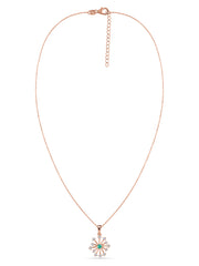 Snowflake Zambian Emerald Round Gold Pendant With Chain