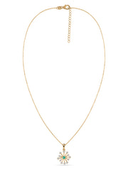 Snowflake Zambian Emerald Round Gold Pendant With Chain