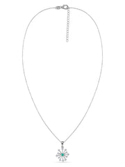 Snowflake Zambian Emerald Round Gold Pendant With Chain