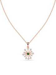 Snowflake Natural Chrome Diopside Round Gold Pendant With Chain