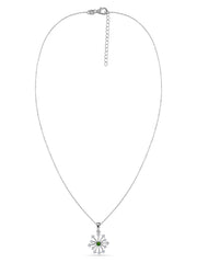 Snowflake Natural Chrome Diopside Round Gold Pendant With Chain