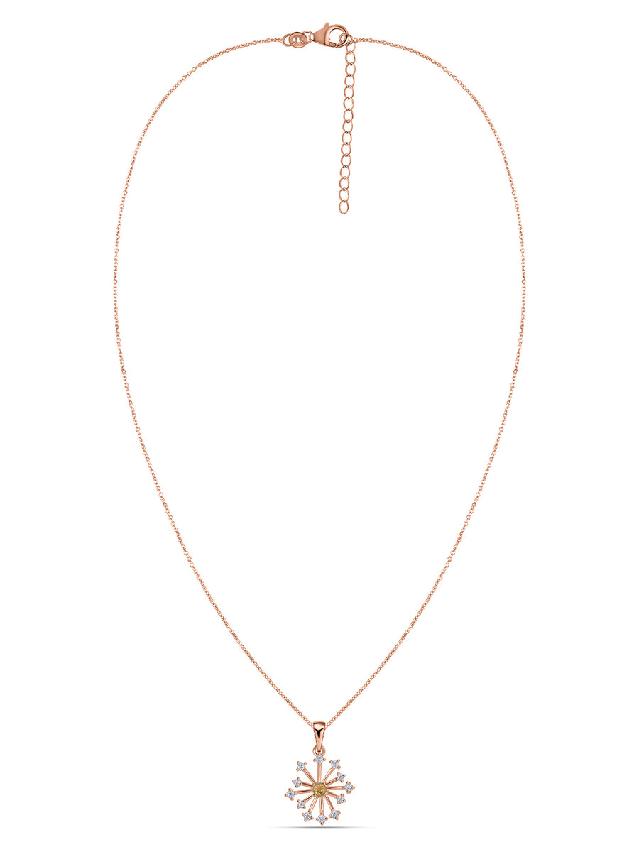 Snowflake Natural Citrine Gold Pendant With Chain