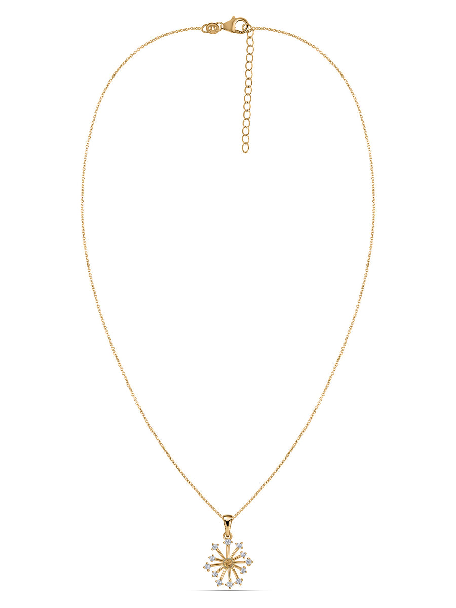 Snowflake Natural Citrine Gold Pendant With Chain