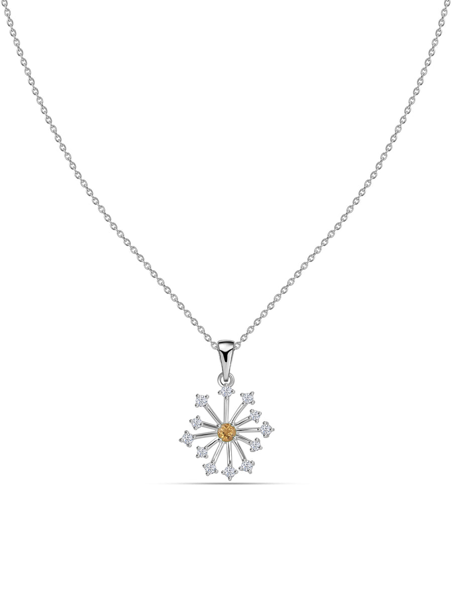 Snowflake Natural Citrine Gold Pendant With Chain