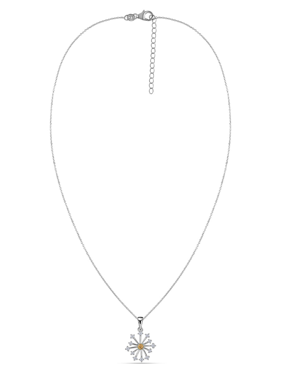 Snowflake Natural Citrine Gold Pendant With Chain