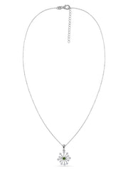 Snowflake Natural Green Tourmaline Round Gold Pendant With Chain