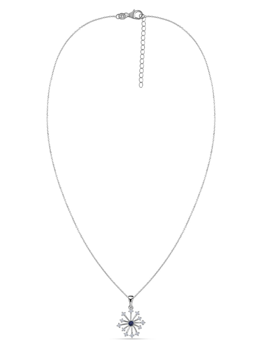 Snowflake Natural Iolite Round Gold Pendant With Chain