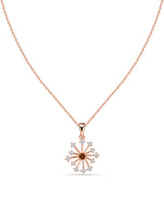 Snowflake Natural Madira Citrine Round Gold Pendant With Chain