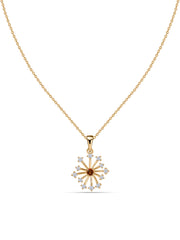 Snowflake Natural Madira Citrine Round Gold Pendant With Chain