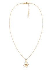 Snowflake Natural Madira Citrine Round Gold Pendant With Chain