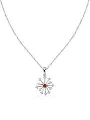 Snowflake Natural Madira Citrine Round Gold Pendant With Chain