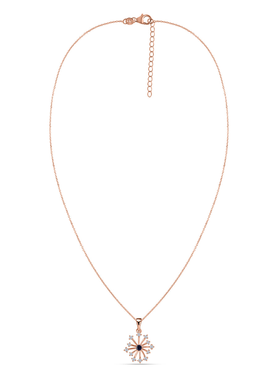 Snowflake Blue Sapphire Gold Pendant With Chain