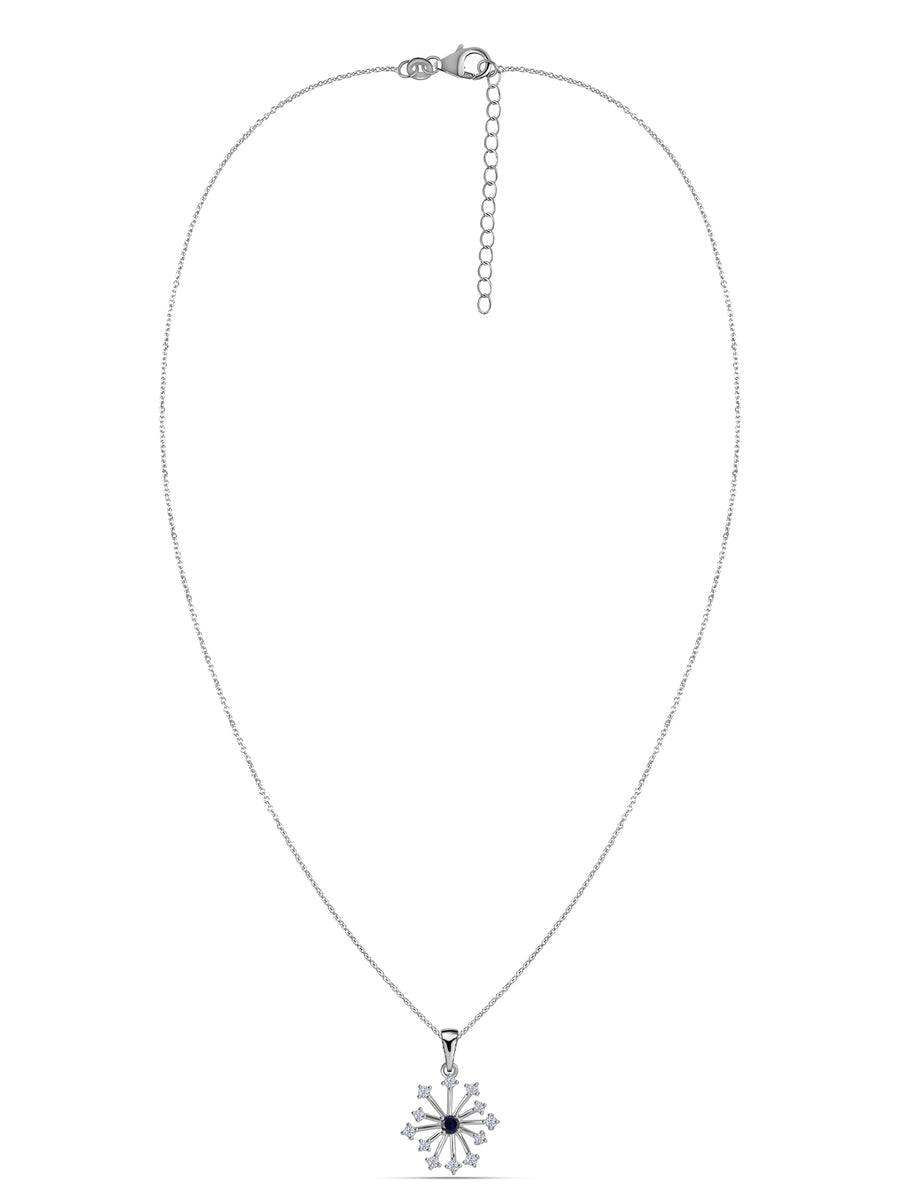 Snowflake Blue Sapphire Gold Pendant With Chain