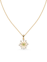 Snowflake Natural Peridot Round Gold Pendant With Chain