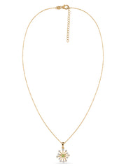 Snowflake Natural Peridot Round Gold Pendant With Chain
