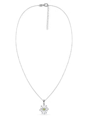 Snowflake Natural Peridot Round Gold Pendant With Chain