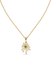 Flower Emerald Pendant With Chain For Women