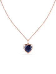 Blue Sapphire Heart Solitaire Pendant with Chain