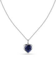 Blue Sapphire Heart Solitaire Pendant with Chain
