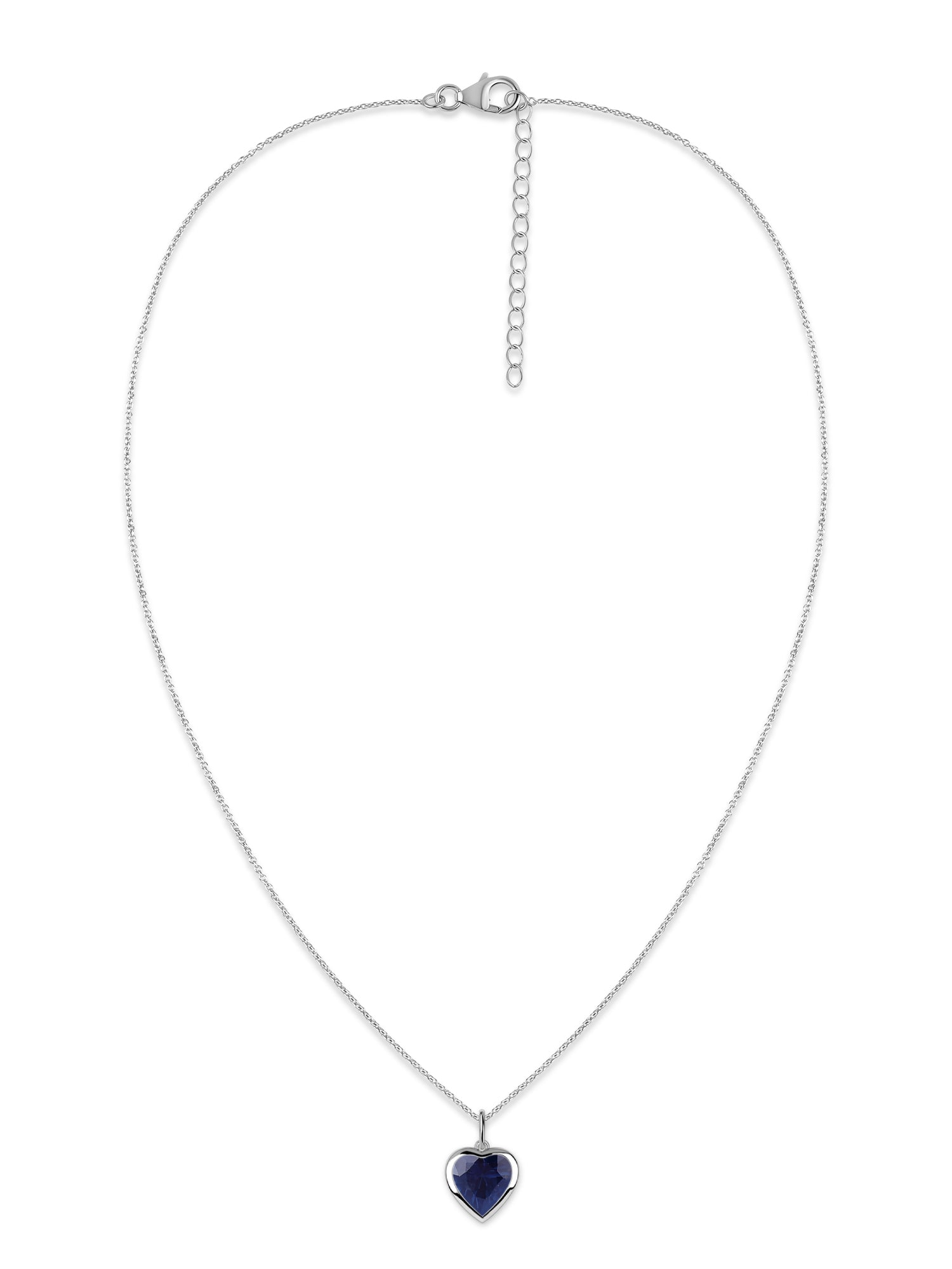 Blue Sapphire Heart Solitaire Pendant with Chain