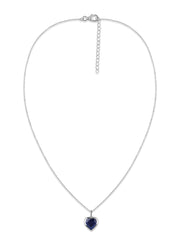 Blue Sapphire Heart Solitaire Pendant with Chain