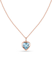 Blue Topaz Heart Solitaire Pendant with Chain
