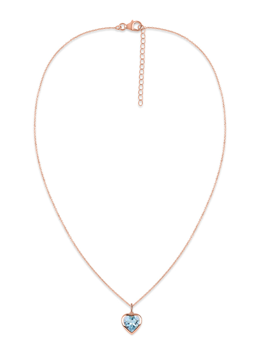 Blue Topaz Heart Solitaire Pendant with Chain