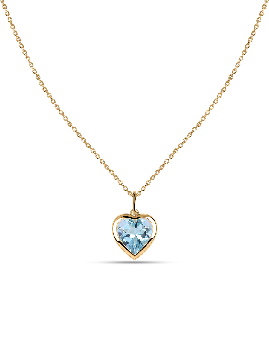 Blue Topaz Heart Solitaire Pendant with Chain