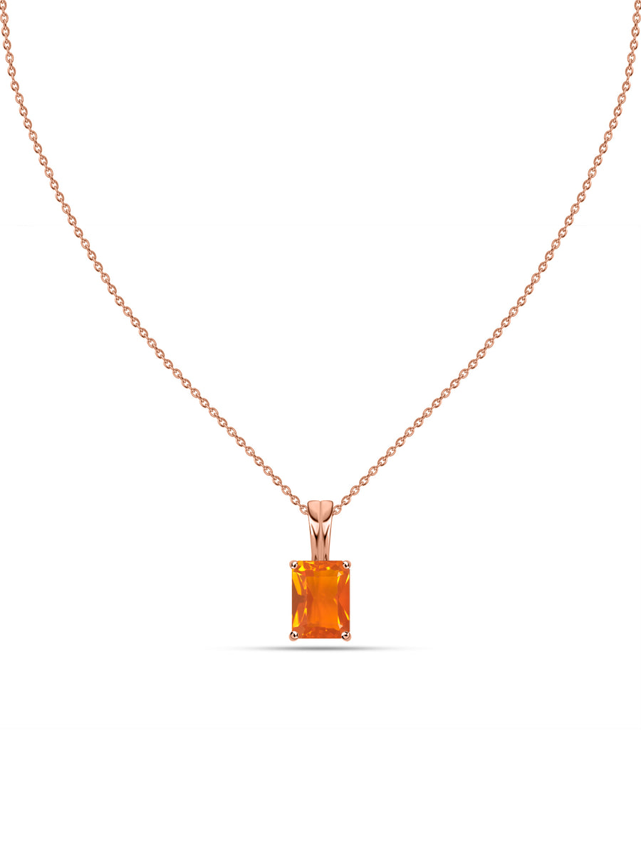 Elegant Natural Fire Opal Gold Necklace