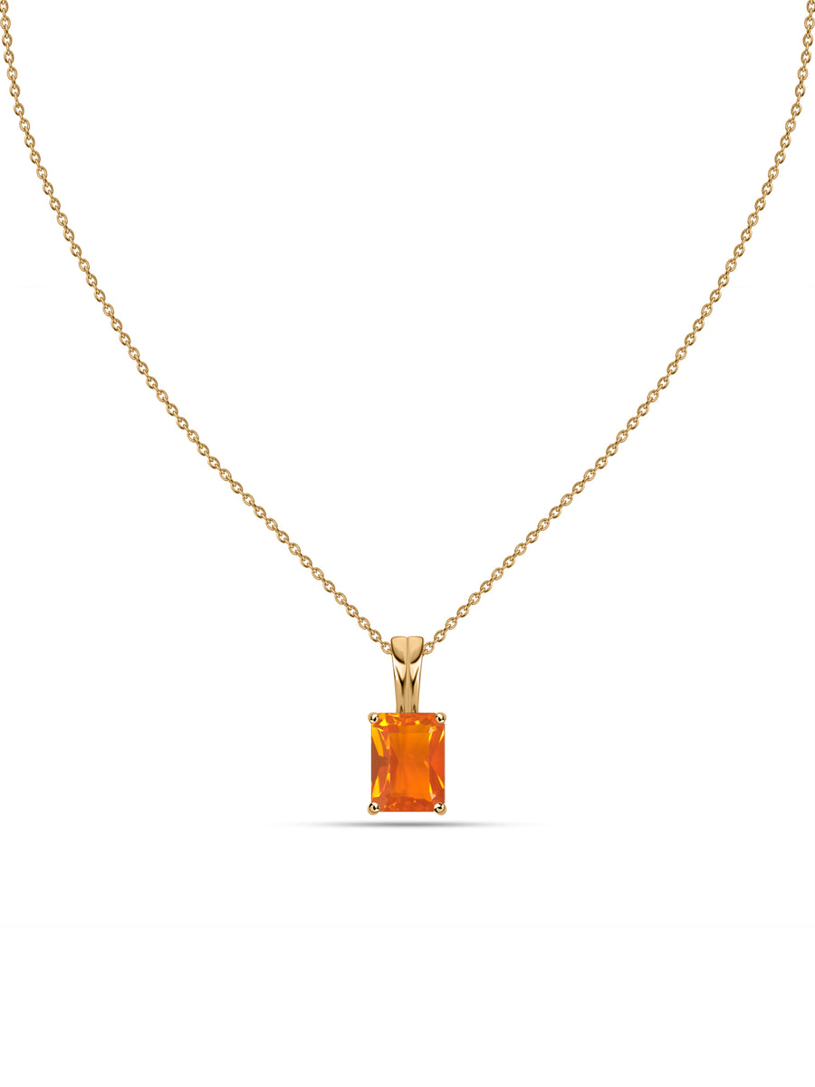 Elegant Natural Fire Opal Gold Necklace