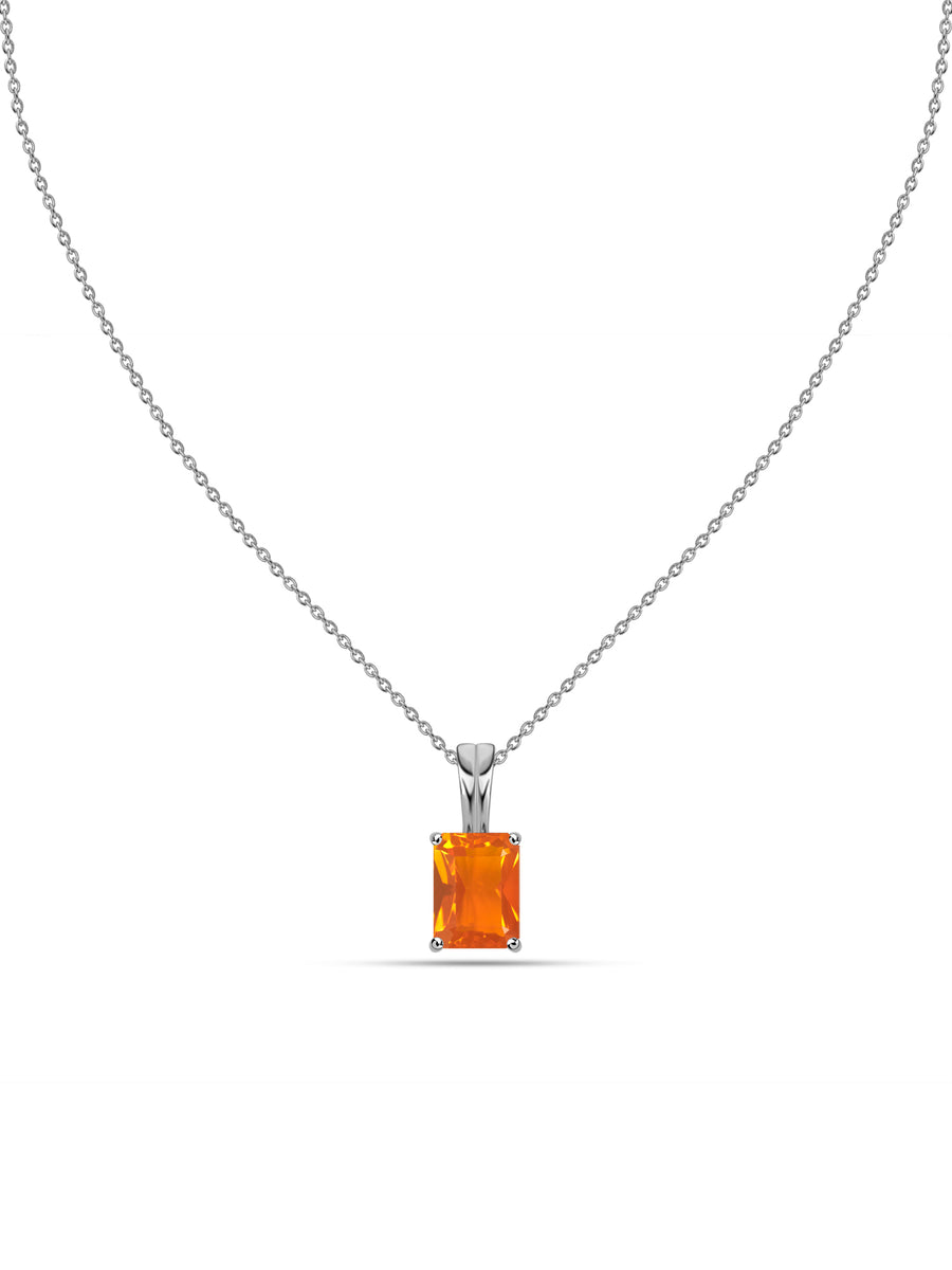Elegant Natural Fire Opal Gold Necklace