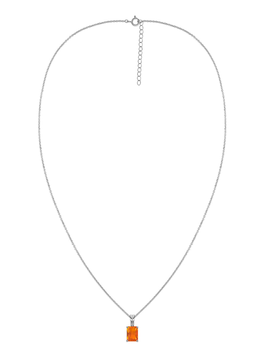 Elegant Natural Fire Opal Gold Necklace