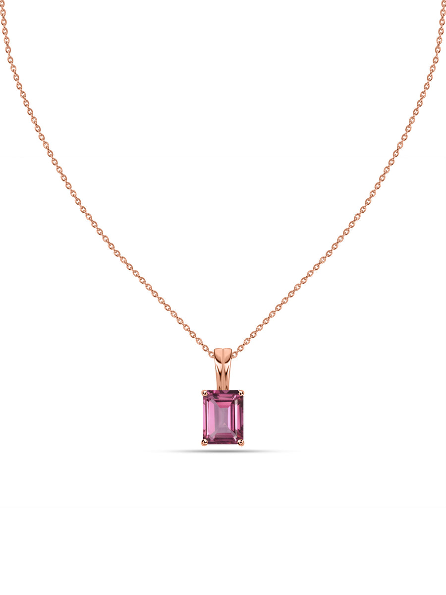 Elegant Natural Pink Topaz Gold Necklace