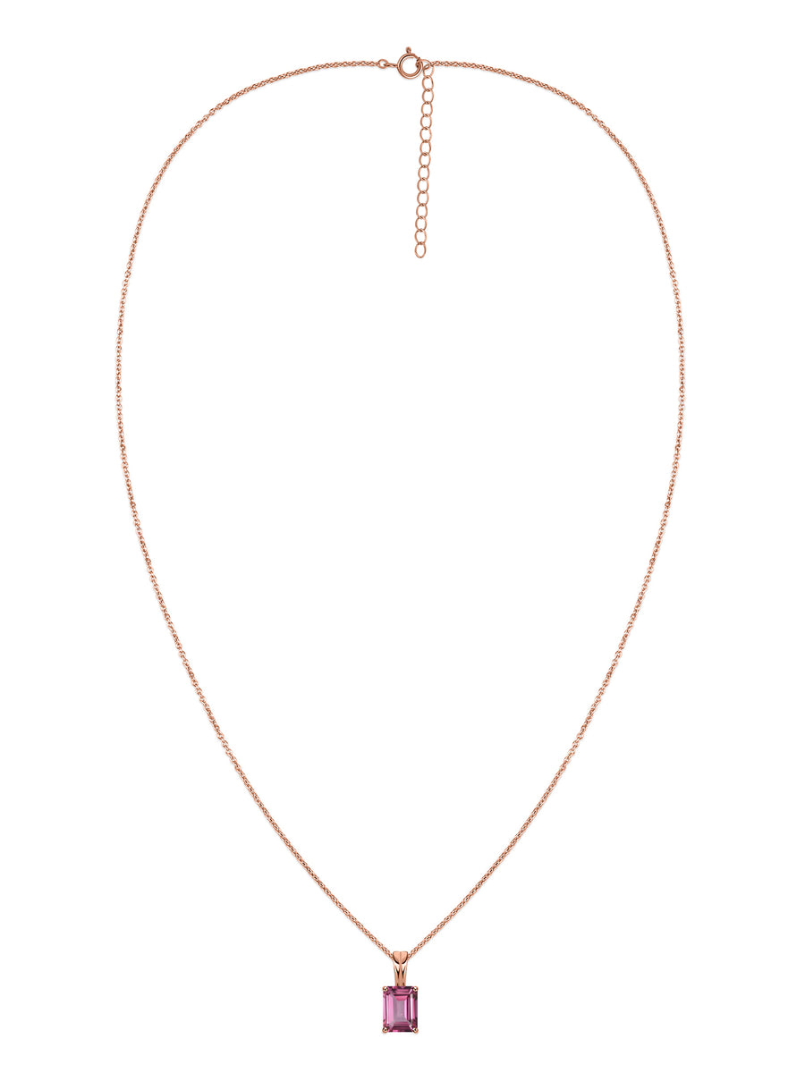 Elegant Natural Pink Topaz Gold Necklace