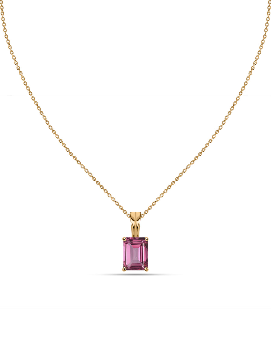 Elegant Natural Pink Topaz Gold Necklace