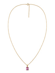 Elegant Natural Pink Topaz Gold Necklace