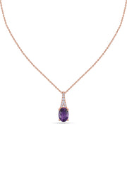 Amethyst Oval Gold Pendant with Sparkling Diamonds