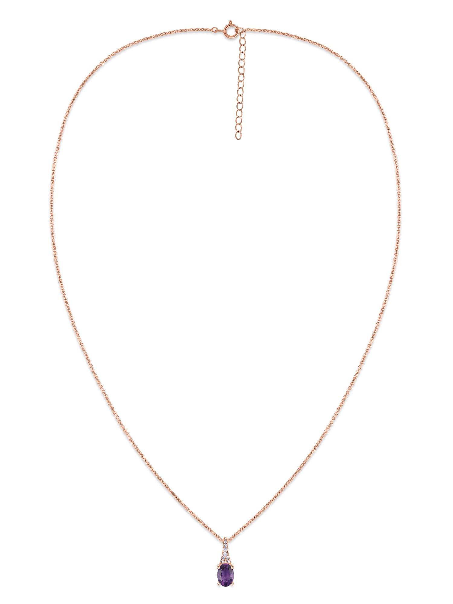 Natural Amethyst Solitaire Gold Necklace