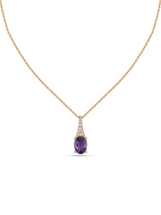 Amethyst Oval Gold Pendant with Sparkling Diamonds