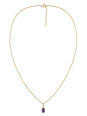 Natural Amethyst Solitaire Gold Necklace