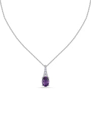 Amethyst Oval Gold Pendant with Sparkling Diamonds