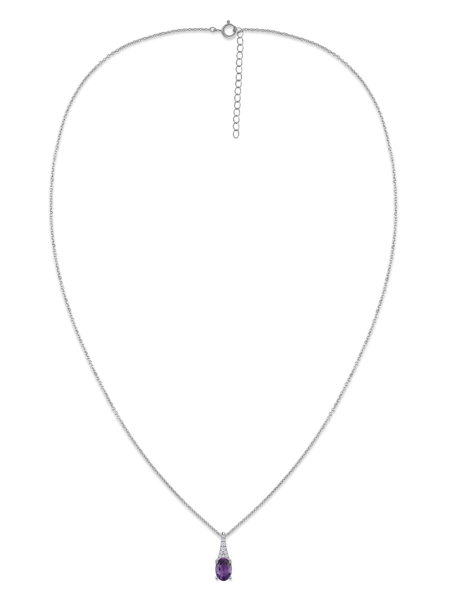 Natural Amethyst Solitaire Gold Necklace