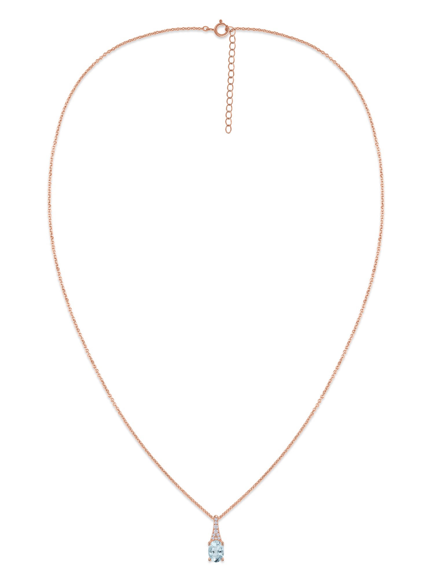 Aquamarine Oval Gold Pendant with Sparkling Diamonds