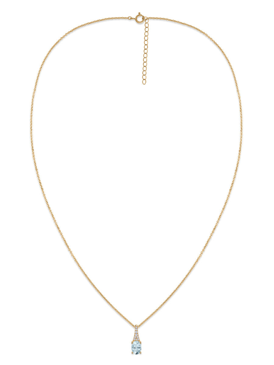 Natural Aquamarine Solitaire Gold Necklace