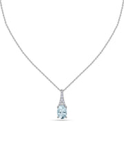 Aquamarine Oval Gold Pendant with Sparkling Diamonds